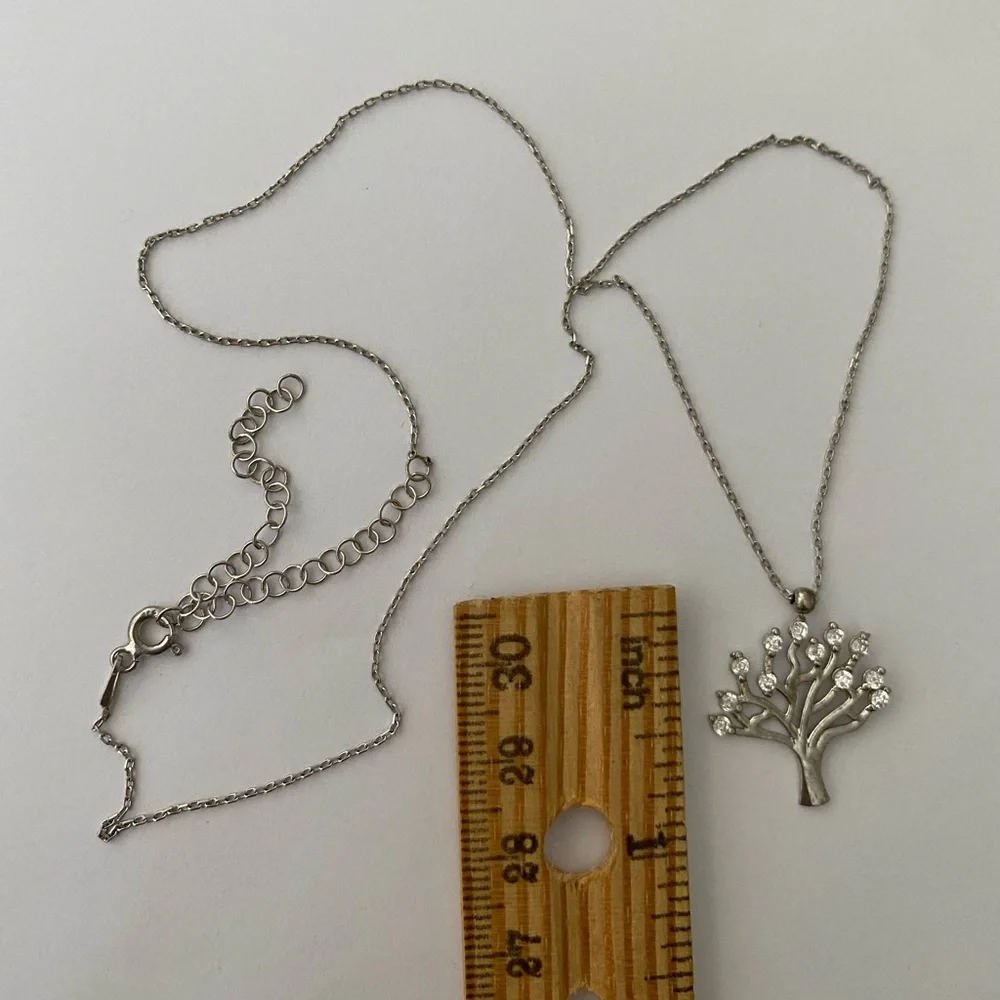 Tree 925 silver cubic zirconia stones necklace